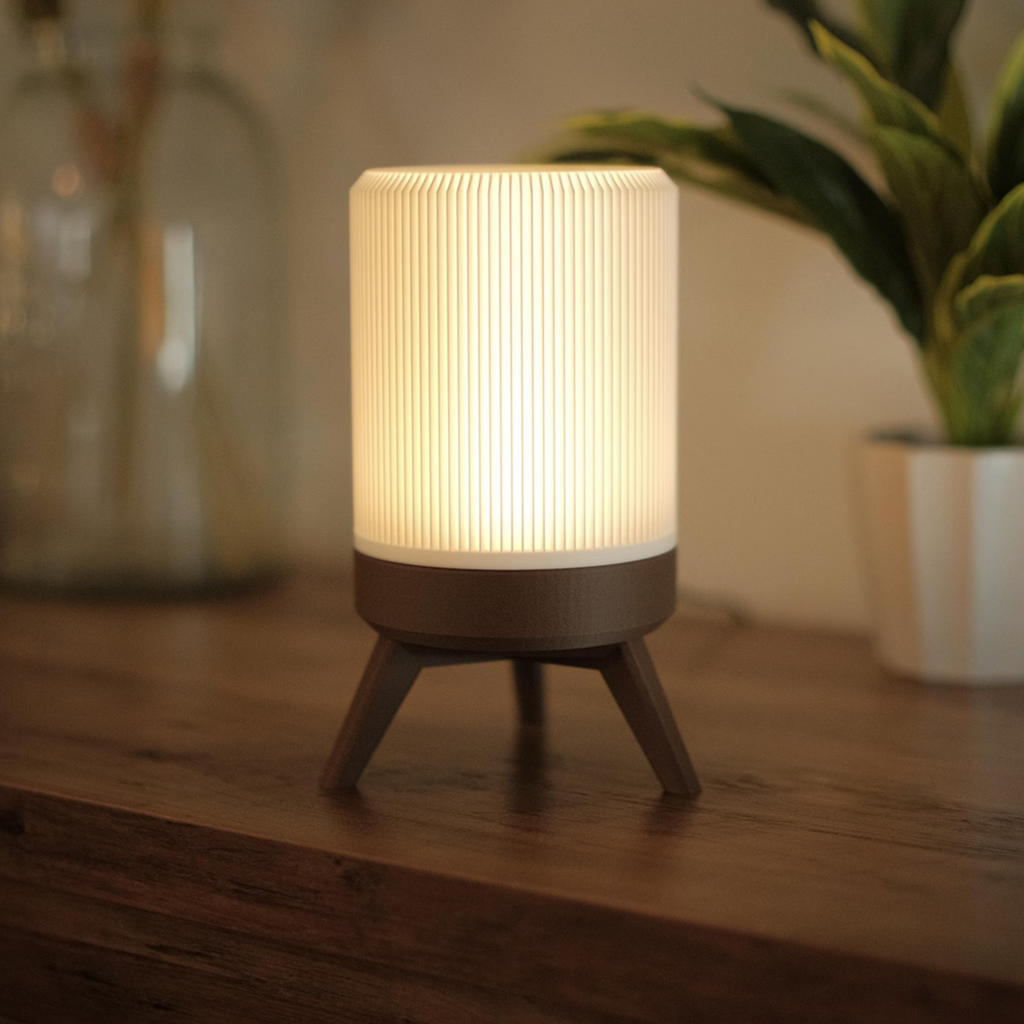 Tripod Base Cylindrical Mood Lighting Lamp, Minimalist Compact Table Night Light For Indoor Space Decoration