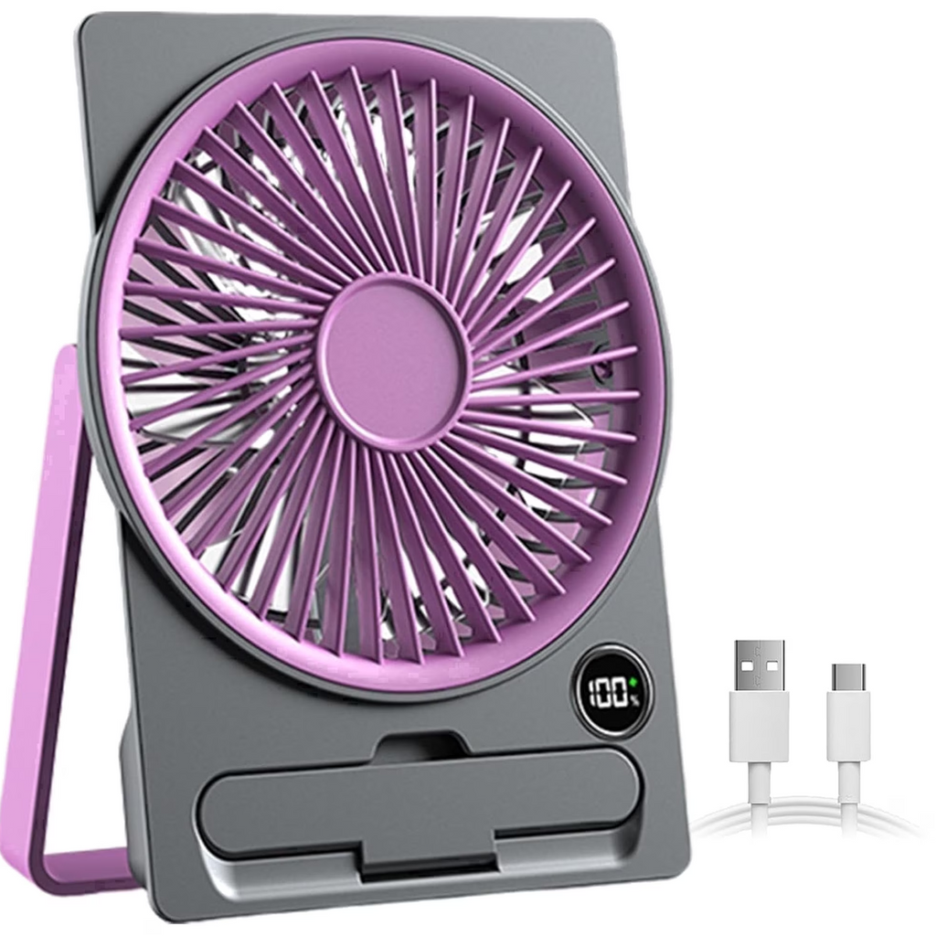 Multi-Mode Rechargeable Desktop Cooling Fan, Foldable Compact Air Cooler With Built-In Mobile Device Support