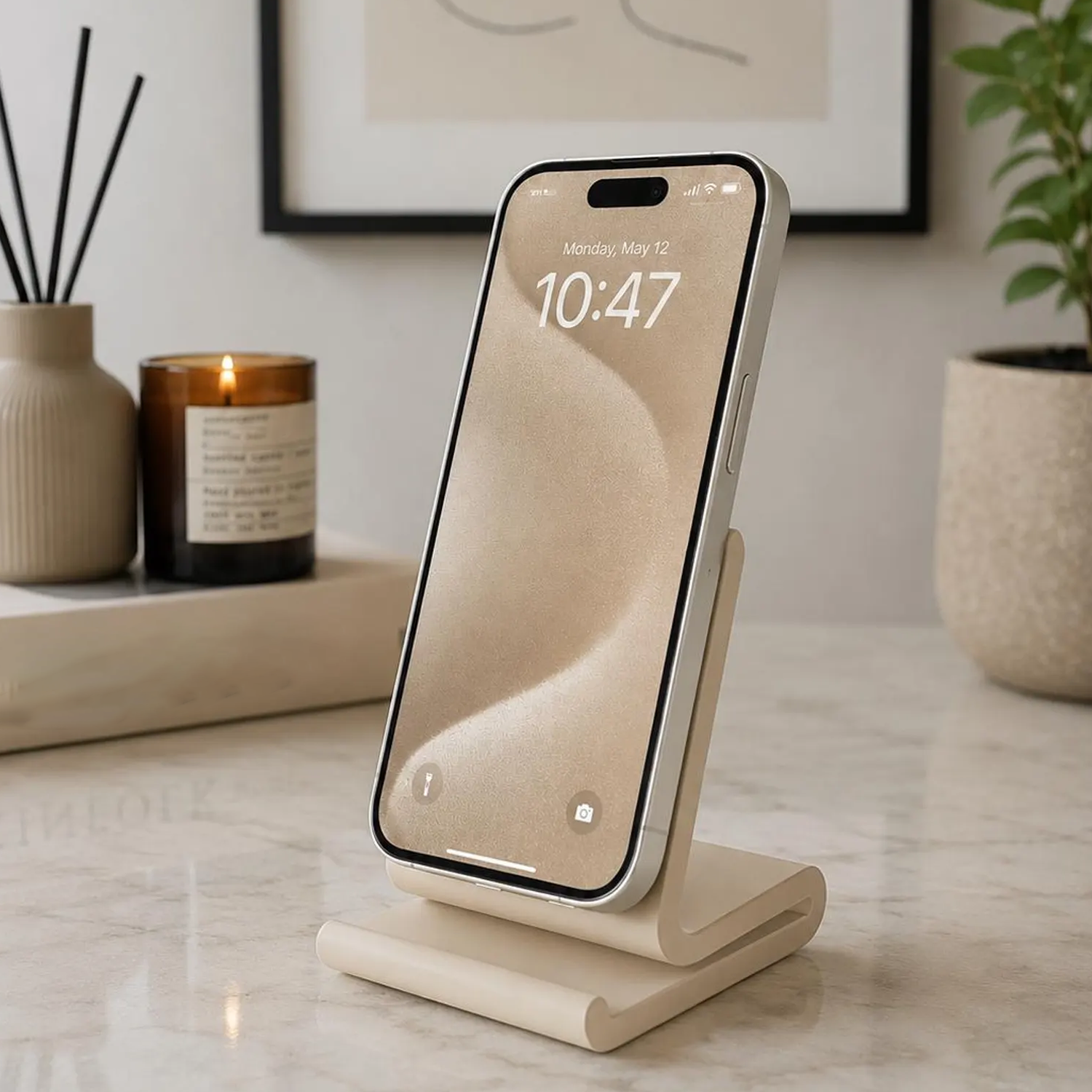 Streamlined Curved Smartphone Support Stand, Multi-Orientation Portable Device Holder For Desks And Countertops