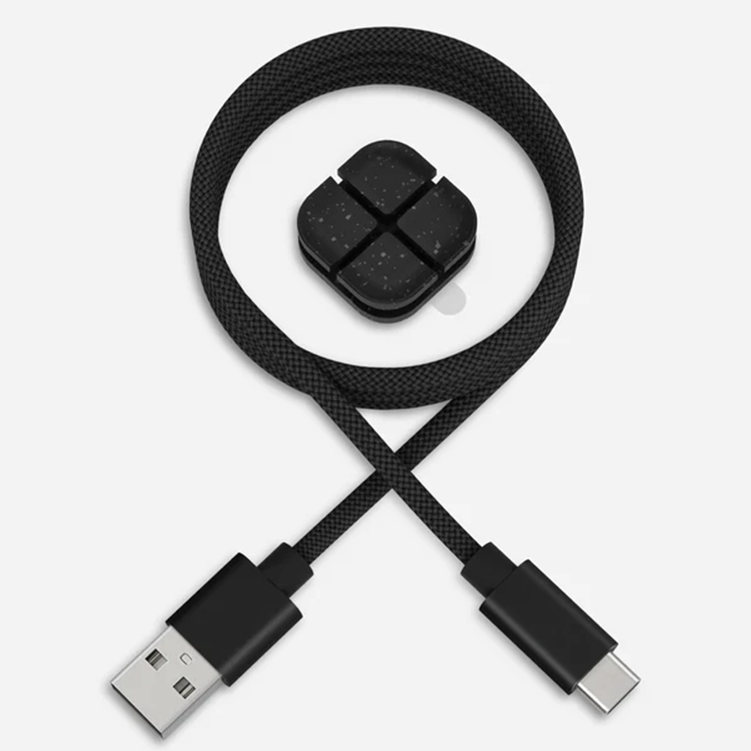 Woven USB-A To Type-C Charging Cord With Compact Cable Fastener, Flexible Connection Wire For Portable Electronic Devices