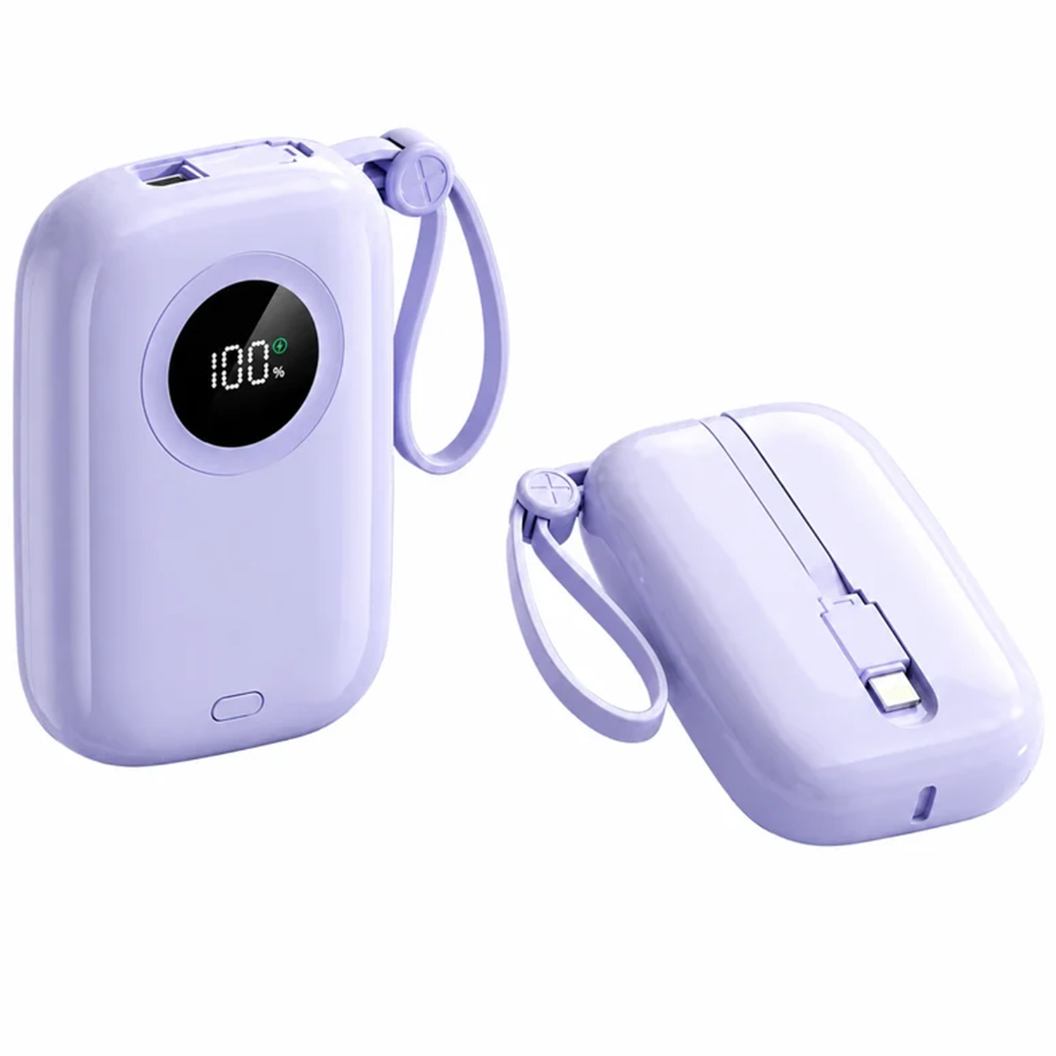 Pocket-Sized Power Bank With Integrated Cables, High-Capacity Compact Charger Featuring Digital Power Readout