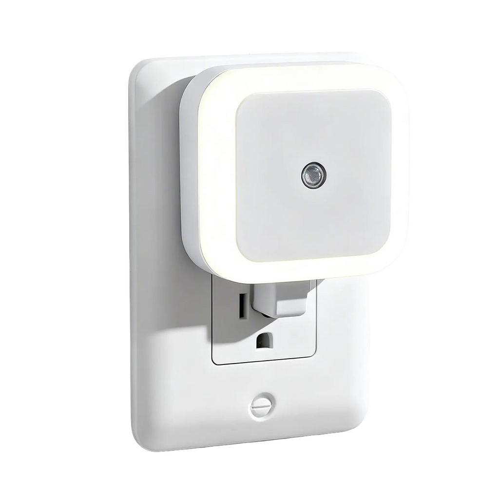 Plug-In Ambient LED Night Lamp, Auto On-Off Light Sensing Fixture With Gentle Warm Glow For Indoor Walkways